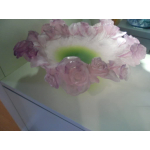 Ваза для фруктов "Roses" розово-зелёная Daum