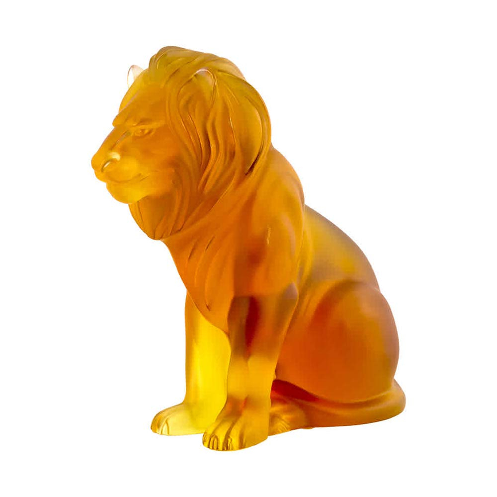 Статуэтка "Лев Bamara" янтарный Lalique