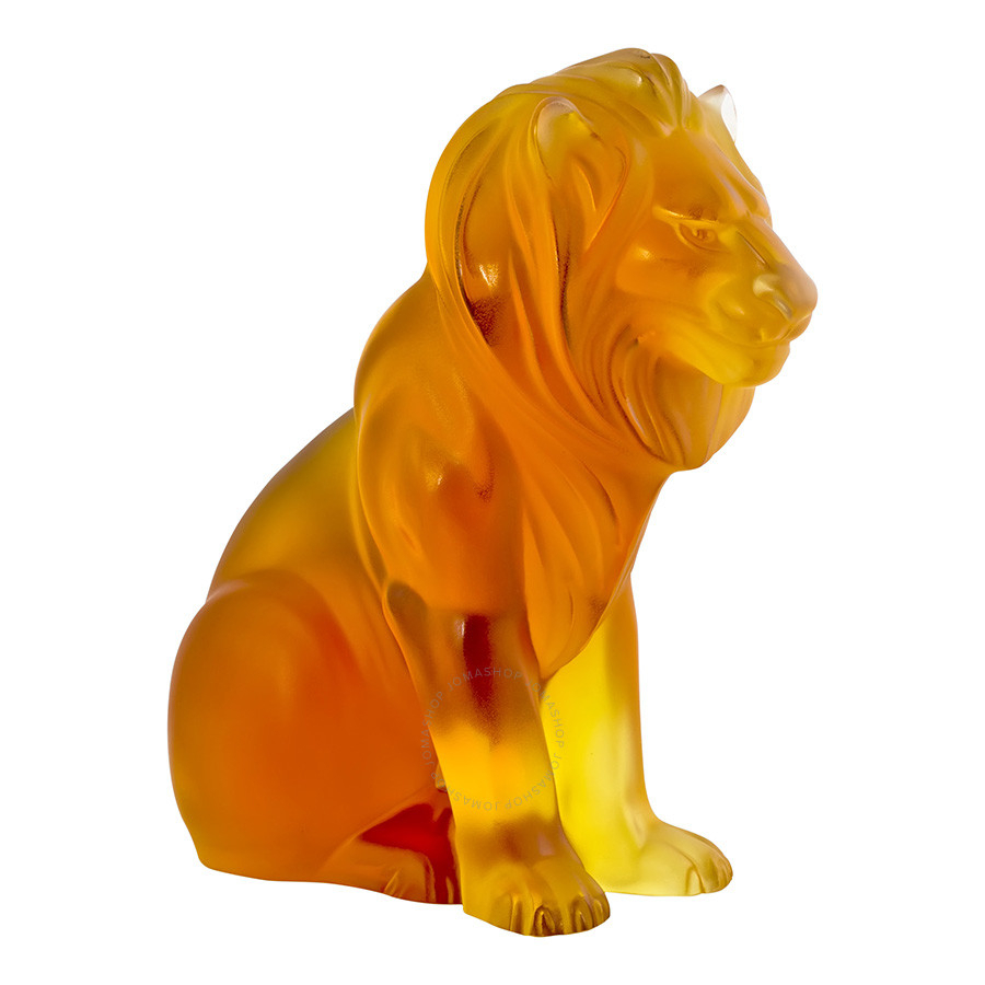 Статуэтка "Лев Bamara" янтарный Lalique