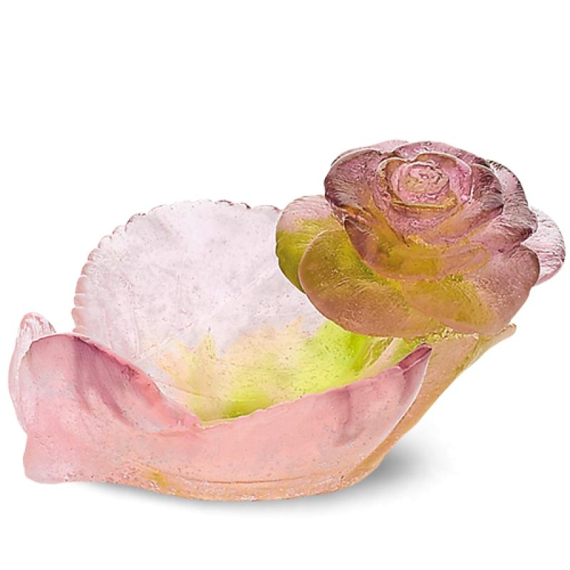 Вазочка для конфет "Roses" желто-розовая Daum