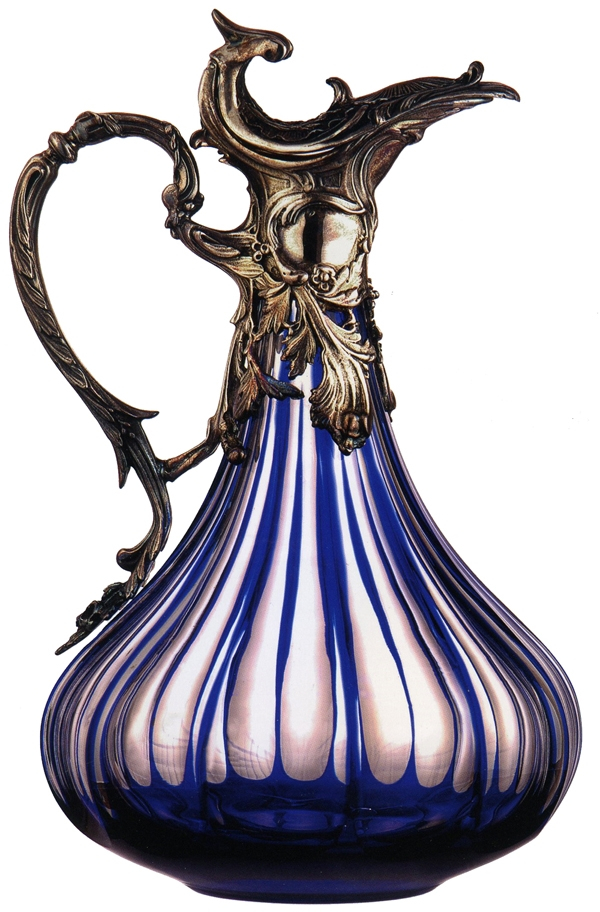 Графин для вина синий с серебром "Rocaille" FABERGE