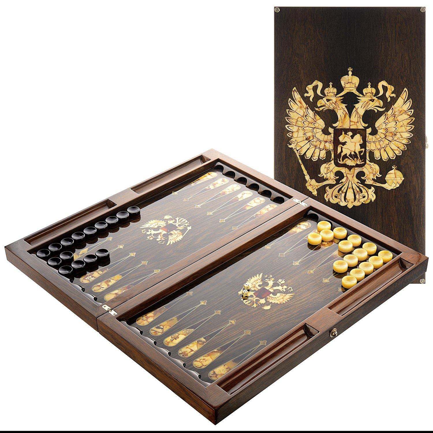 Нарды янтарные "Герб Российской Федерации"