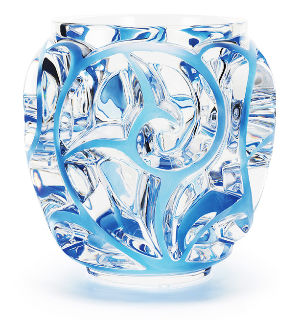 Ваза для цветов прозрачная с голубой патиной "Tourbillons" Lalique