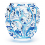 Ваза для цветов прозрачная с голубой патиной "Tourbillons" Lalique