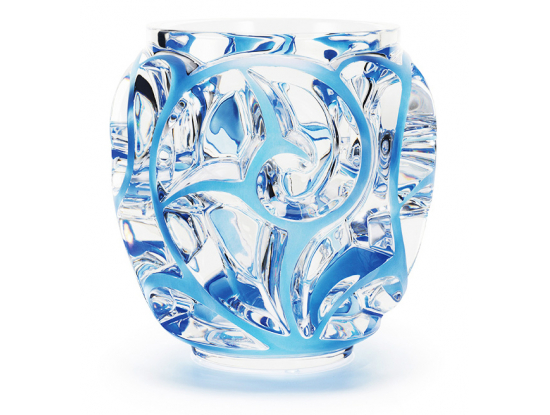 Ваза для цветов прозрачная с голубой патиной "Tourbillons" Lalique