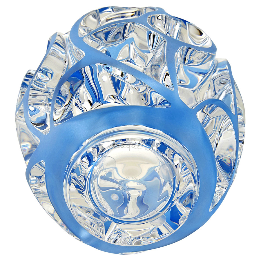 Ваза для цветов прозрачная с голубой патиной (малая) "Tourbillons" Lalique