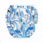 Ваза для цветов (большая) прозрачная с голубой патиной "Tourbillons" Lalique