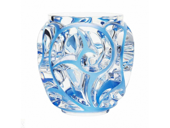 Ваза для цветов (большая) прозрачная с голубой патиной "Tourbillons" Lalique