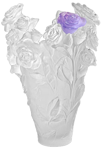 Ваза для цветов белая с фиолетовой розой 50 экз. "Rose Passion" Daum