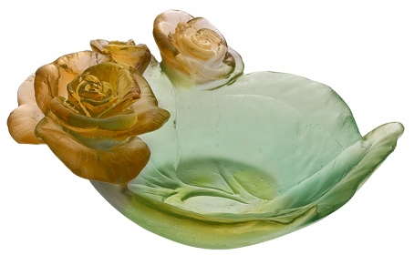 Вазочка для конфет "Rose Passion" зелено-розовая Daum
