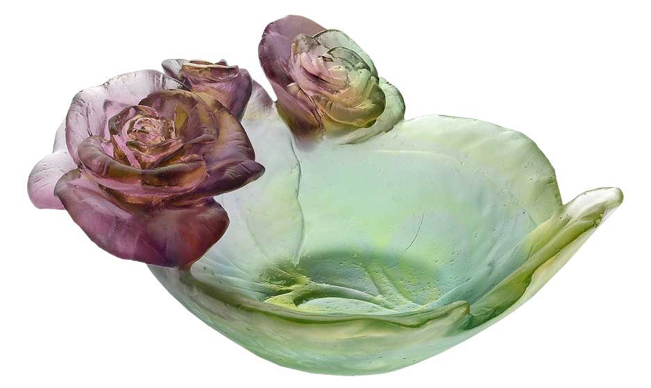 Вазочка для конфет "Rose Passion" зелено-розовая Daum