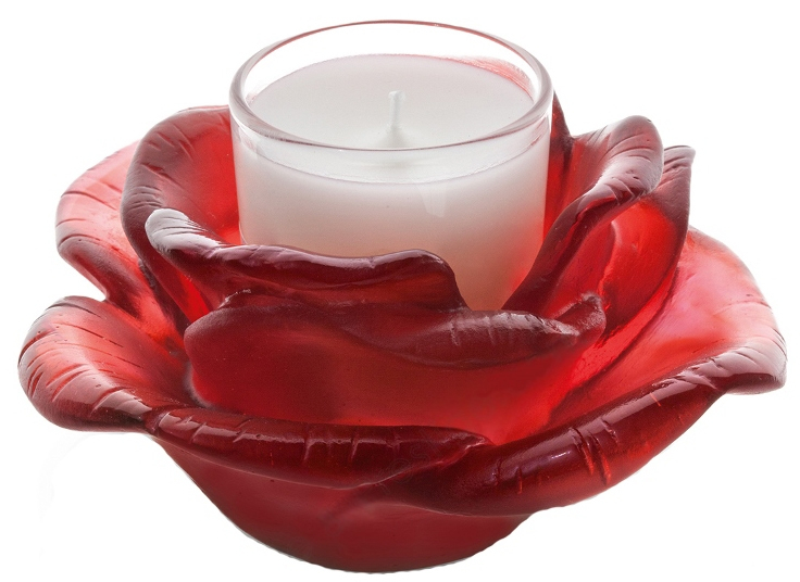 Подсвечник на 1 свечу "Rose Passion" красный Daum