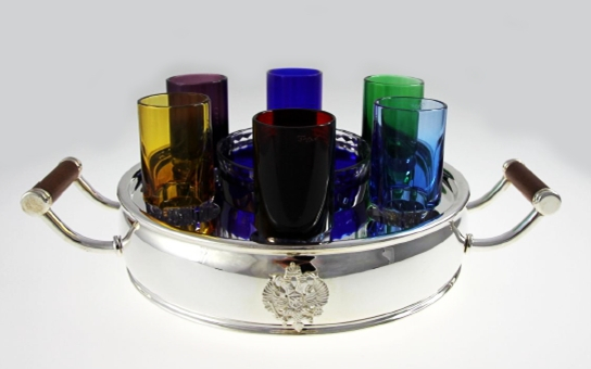Набор "Tsar Ice Shots" из икорницы, подноса и 6-ти рюмок FABERGE