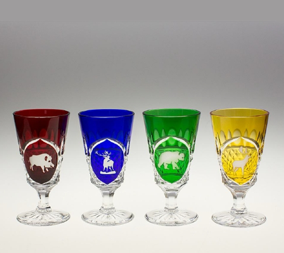 Набор из 4-х рюмок для водки на ножке "Hunt" Tsar FABERGE