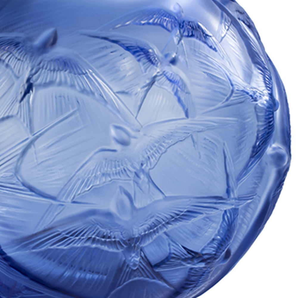 Ваза для цветов синяя "Hirondelles" Lalique