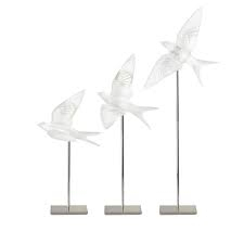 Настенная статуэтка Ласточка с поднятыми крыльями "Hirondelles" прозрачная Lalique