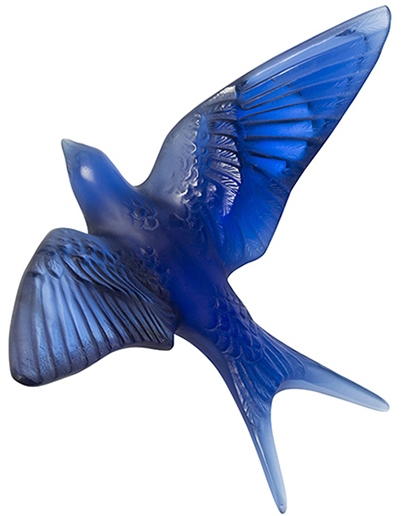 Настенная статуэтка Ласточка "Hirondelles" синяя Lalique