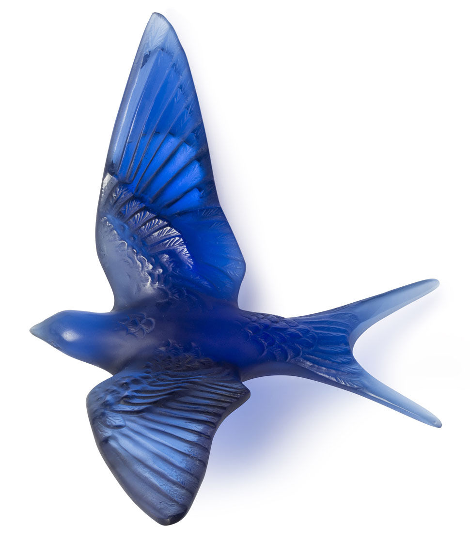 Настенная статуэтка Ласточка "Hirondelles" синяя Lalique