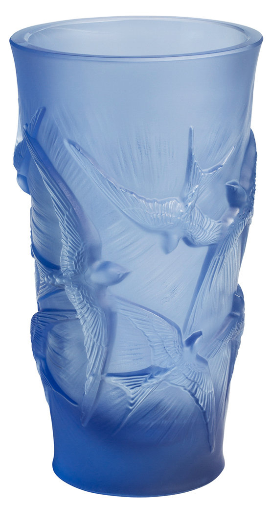 Ваза для цветов синяя "Hirondelles" Lalique