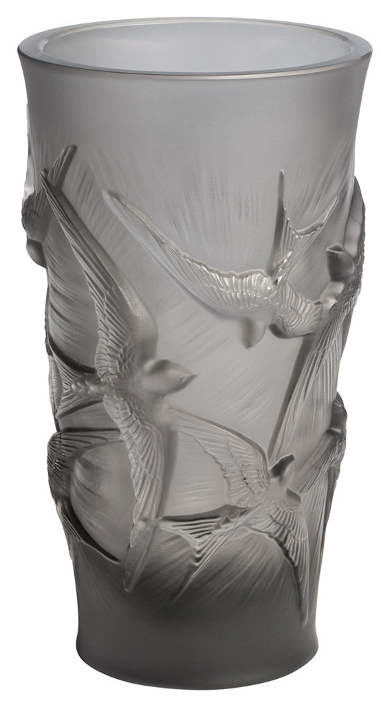 Ваза для цветов серая "Hirondelles" Lalique