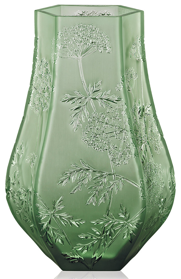 Ваза для цветов зелёная "Ombelles" Lalique