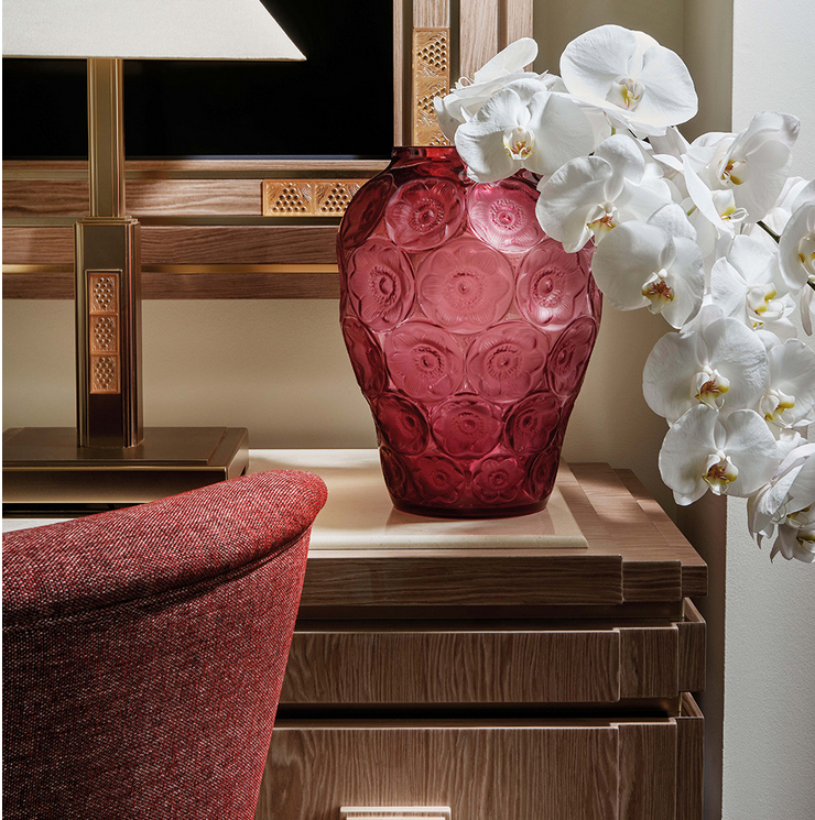 Ваза для цветов фуксия "Anemones" Lalique