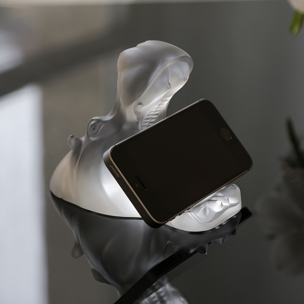 Подставка "Голова бегемота" прозрачная для смартфона и планшета Lalique
