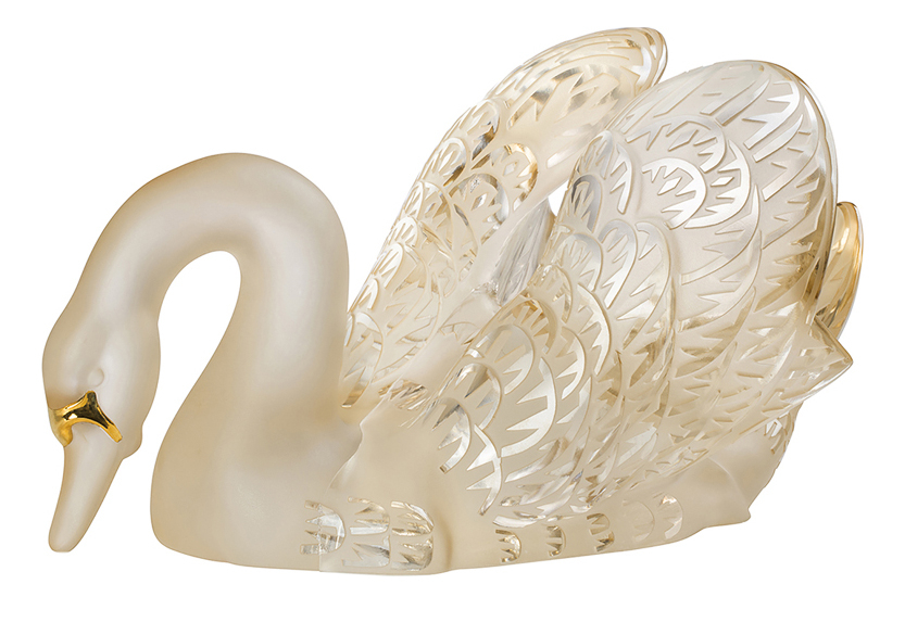 Статуэтка "Лебедь" с головой вниз золотой Lalique
