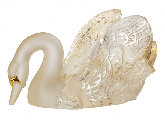 Статуэтка "Лебедь" с головой вниз золотой Lalique