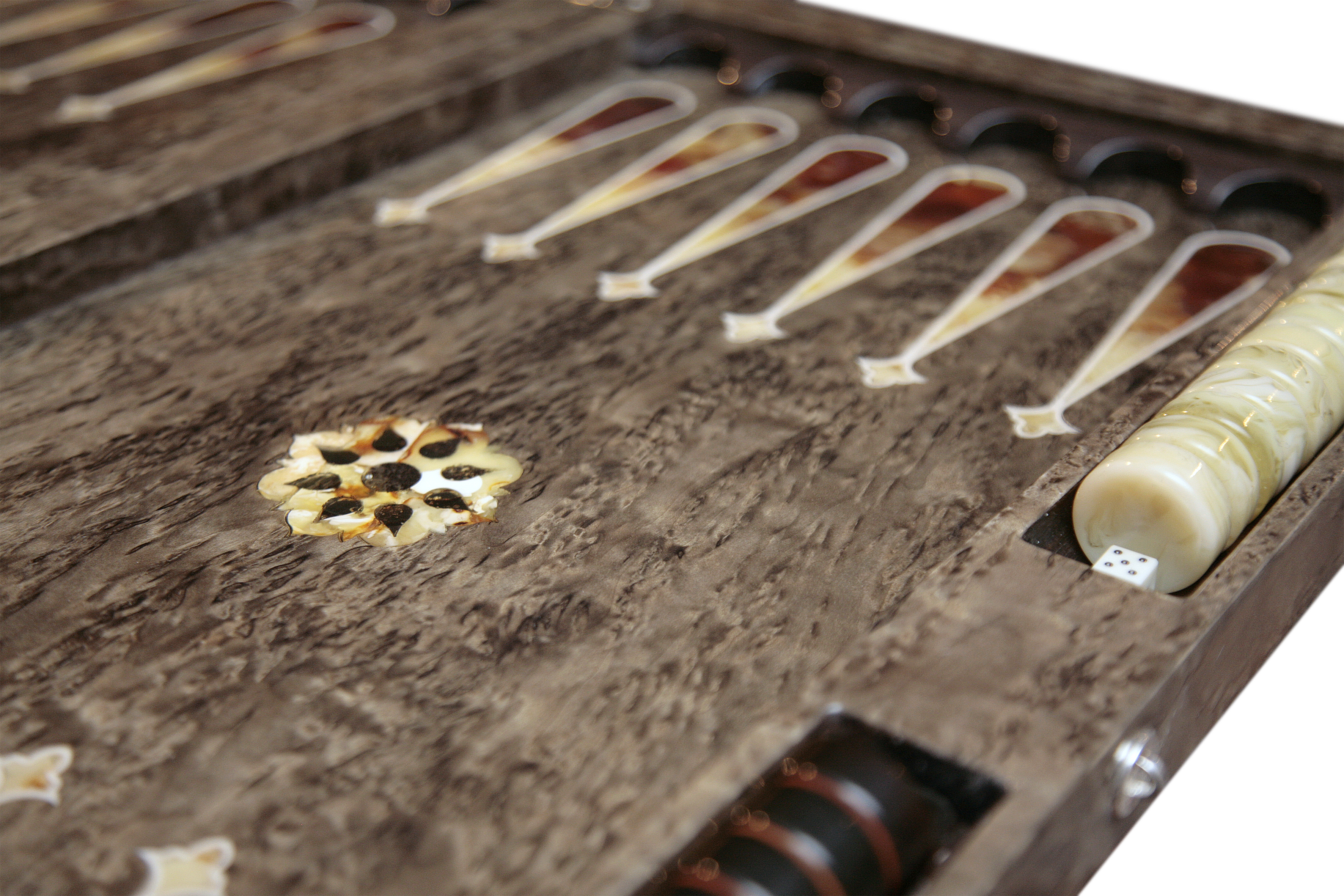 Янтарные нарды с инкрустацией "Арабские ночи" (Тонированная карельская береза)