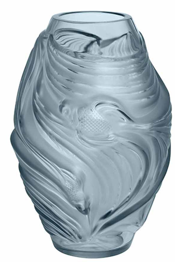 Ваза для цветов голубая "Poissons Combattants" Lalique