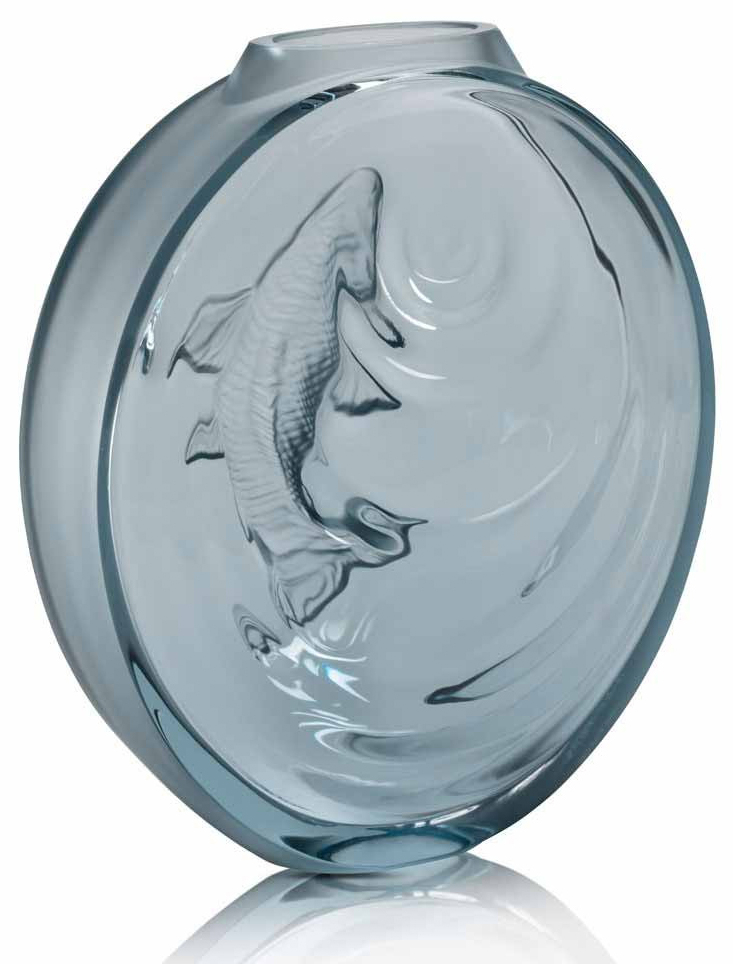Ваза для цветов голубая "Carpe Koi bud" Lalique