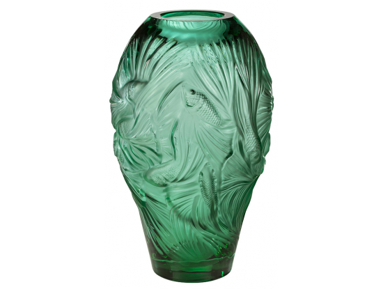 Ваза для цветов зелёная "Poissons combattants grand" Lalique