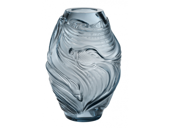 Ваза для цветов голубая "Poissons Combattants" Lalique