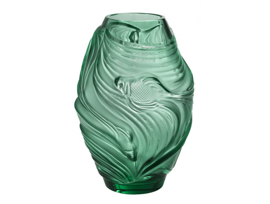 Ваза для цветов зелёная "Poissons Combattants" Lalique