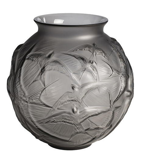 Ваза для цветов серая "Hirondelles" Lalique