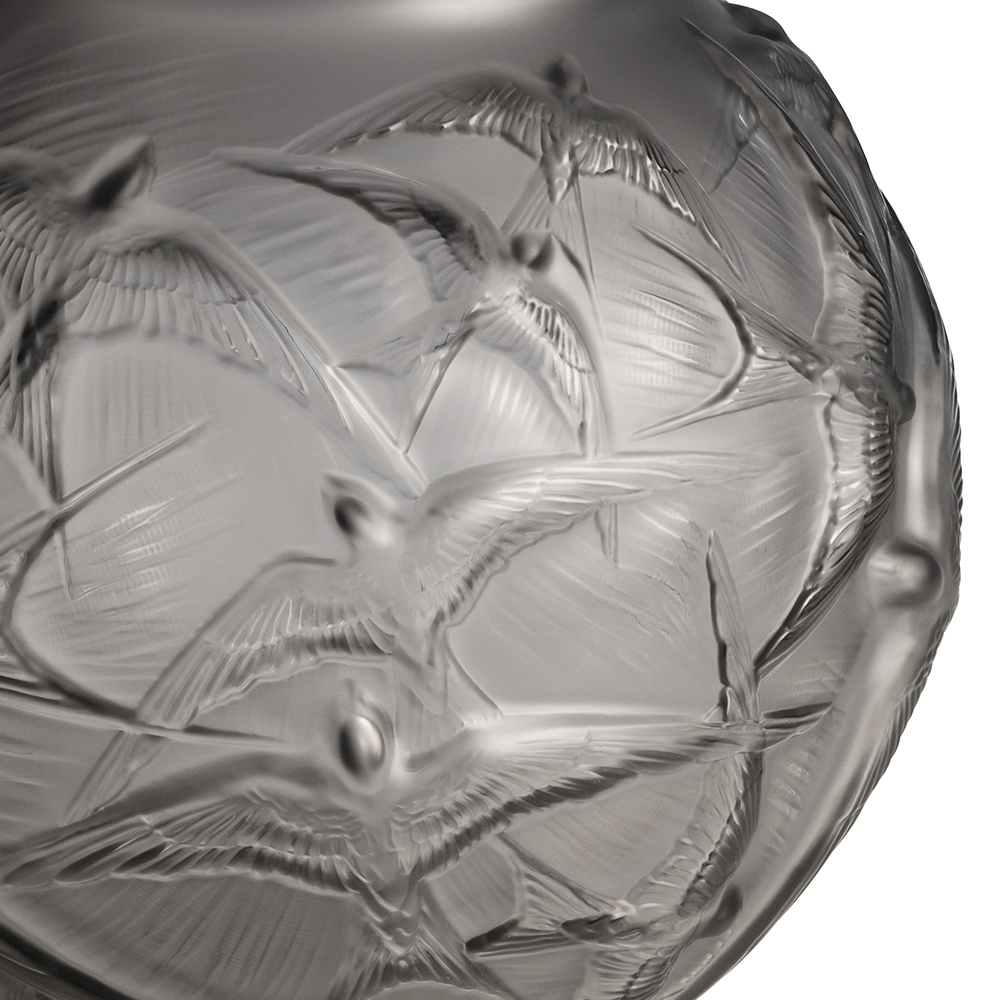 Ваза для цветов серая "Hirondelles" Lalique