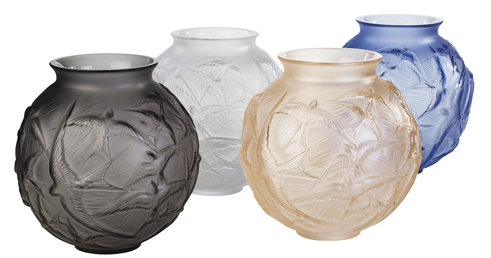 Ваза для цветов серая "Hirondelles" Lalique