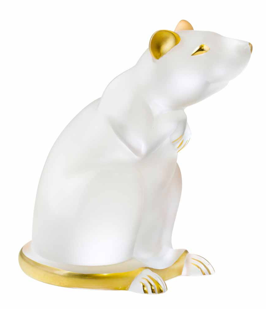 Статуэтка "Крыса" белая/позолота Lalique