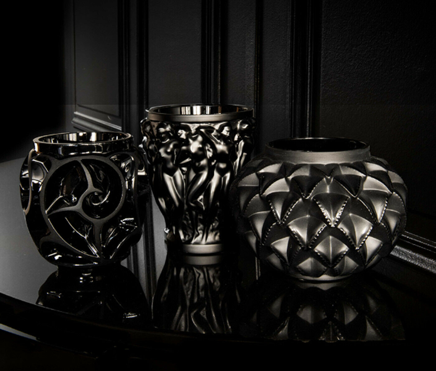 Ваза для цветов чёрная малая "Languedoc" Lalique