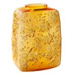 Ваза для цветов "Fleurs De Cerisier" янтарная с золотым Lalique (Лимитированная коллекция 88 экз.)