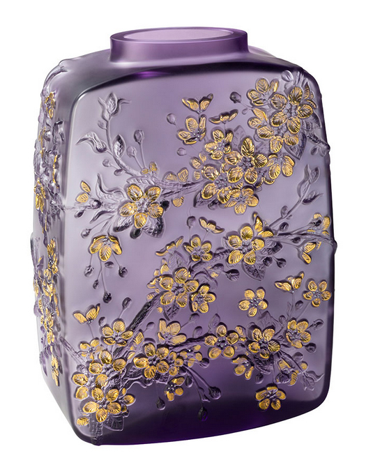Ваза для цветов "Fleurs De Cerisier" фиолетовая с золотым Lalique (Лимитированная коллекция 88 экз.)