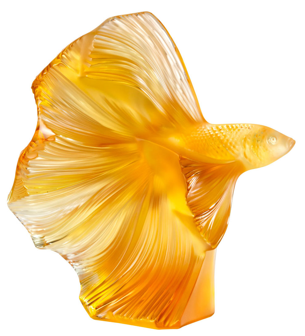 Статуэтка янтарная "Бойцовая рыбка" Lalique