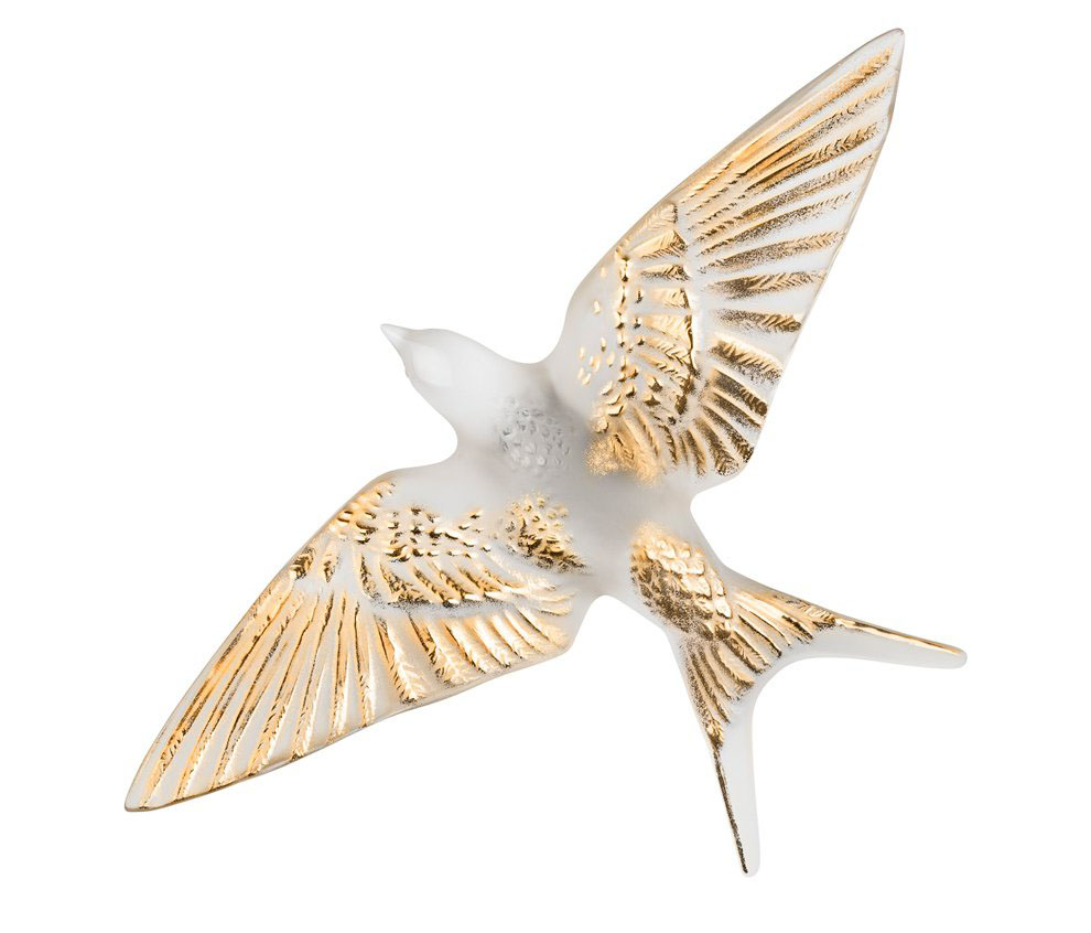 Настенная статуэтка Ласточка "Hirondelles" золотая Lalique