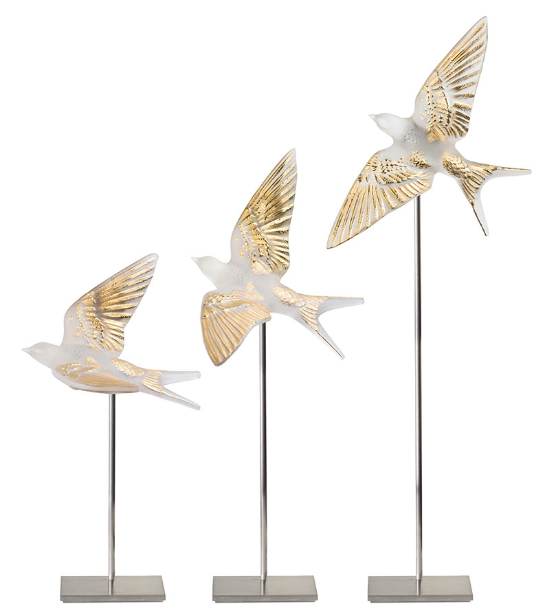 Настенная статуэтка Ласточка "Hirondelles" золотая Lalique