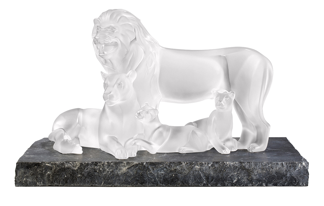 Статуэтка "Семья львов" прозрачная Lalique - Лимитированная серия 12 экз
