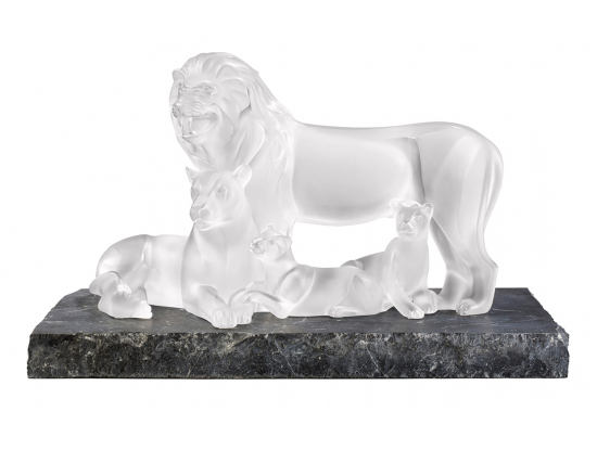 Статуэтка "Семья львов" прозрачная Lalique - Лимитированная серия 12 экз