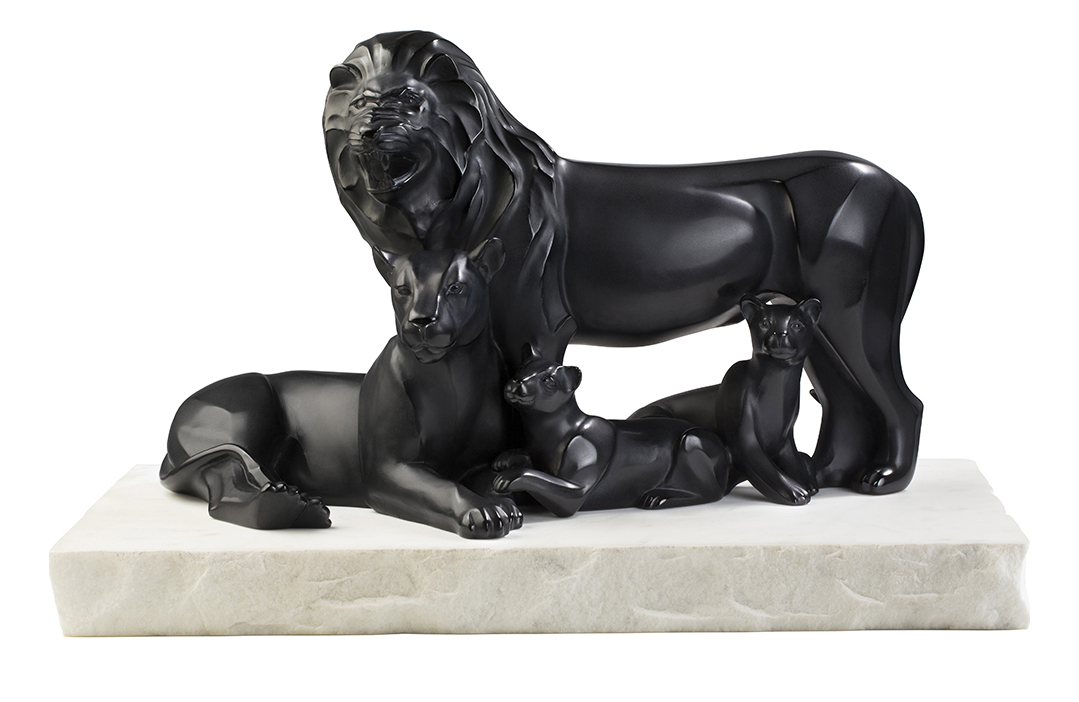 Статуэтка "Семья львов" чёрная Lalique - Лимитированная серия 12 экз