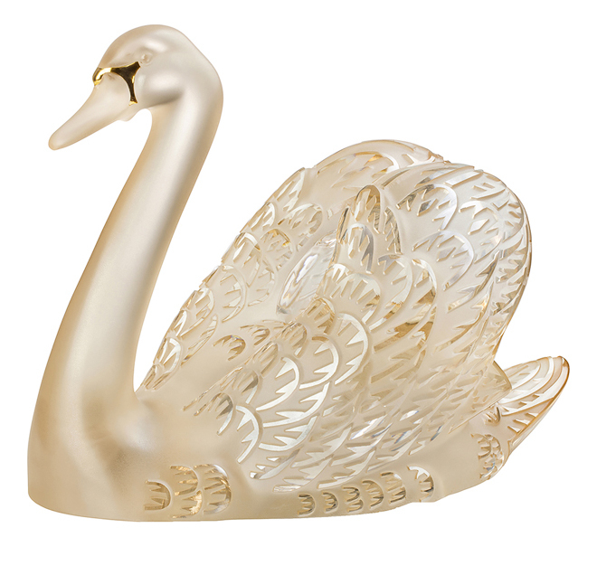 Статуэтка "Лебедь" с головой вверх золотой Lalique
