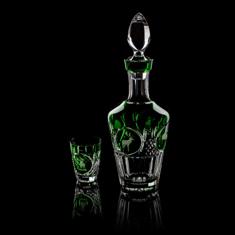 Набор из штофа и 4-х рюмок для водки "Hunt" зеленый Tsar Faberge